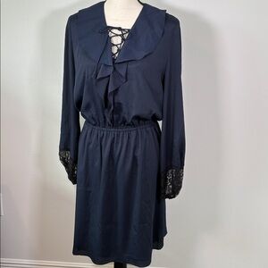 KOBI Women's Long Sleeve Dress with Lace Detail Size M NWT